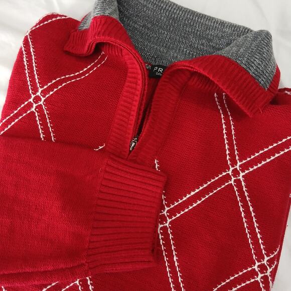 Pronti Collection by PHITA Men's 4XL Red Argyle 1/4-Zip Neck Big & Tall - Picture 4 of 15